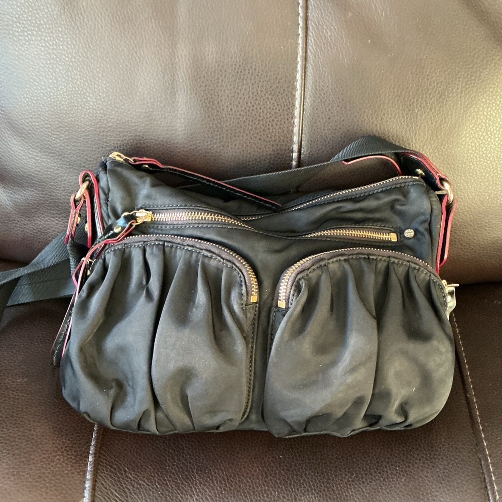 MZ Wallace Paige Black Nylon Crossbody Shoulder Bag